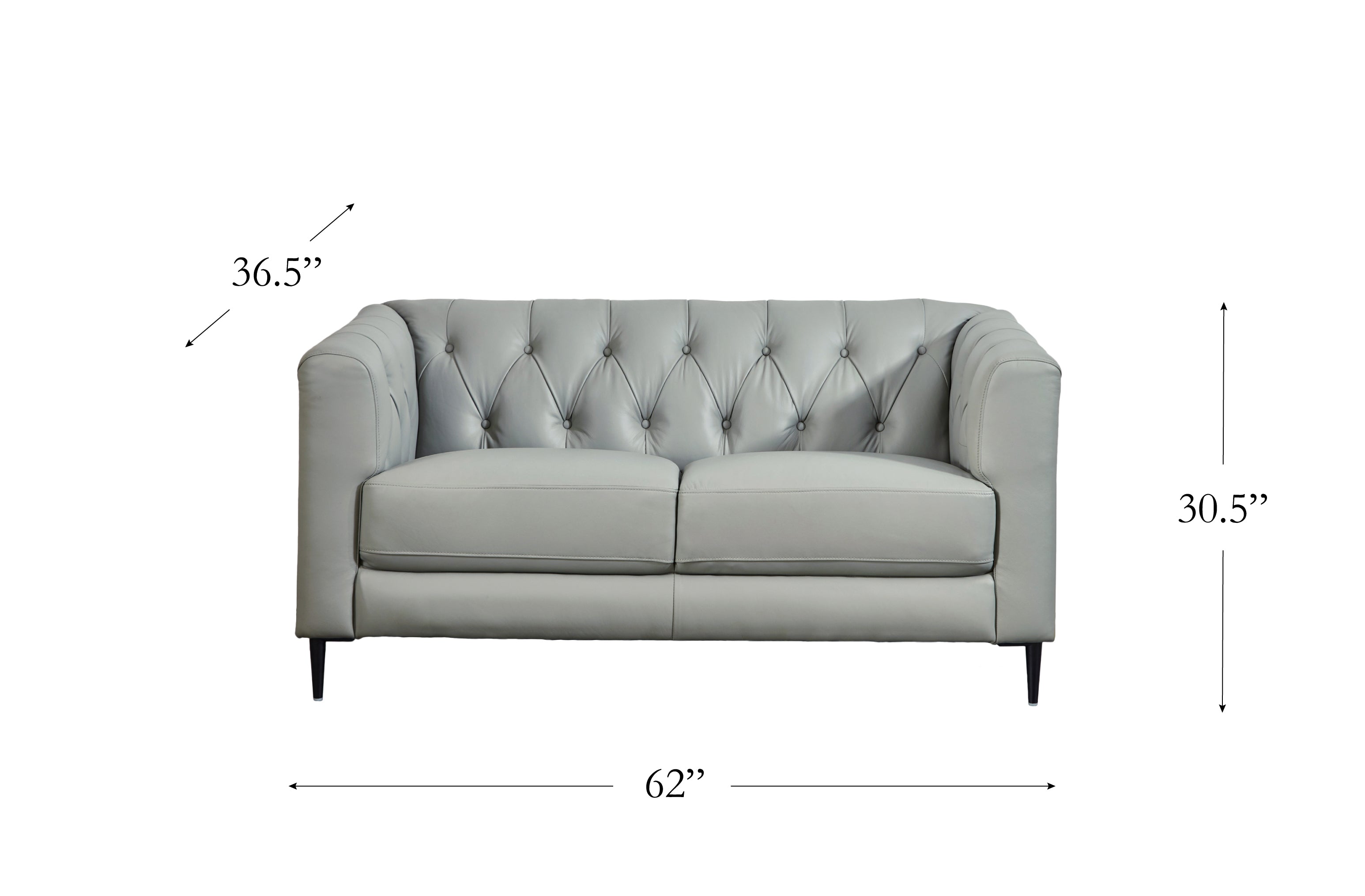 Ella Leather Power Sofa Collection, Silver Gray